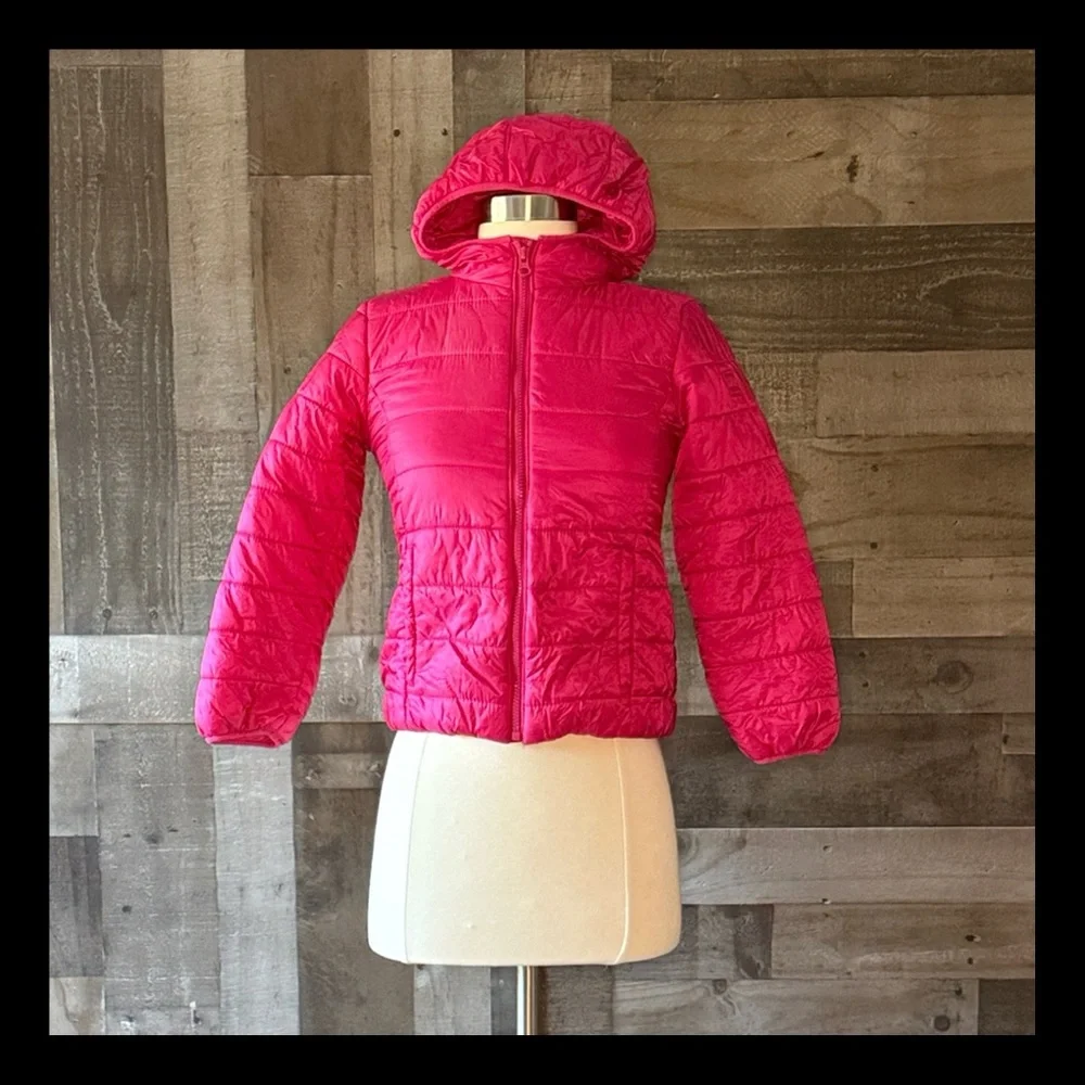 GAP Kids pink puffer jacket medium zip up hoodie Barbiecore girlhoodcore school